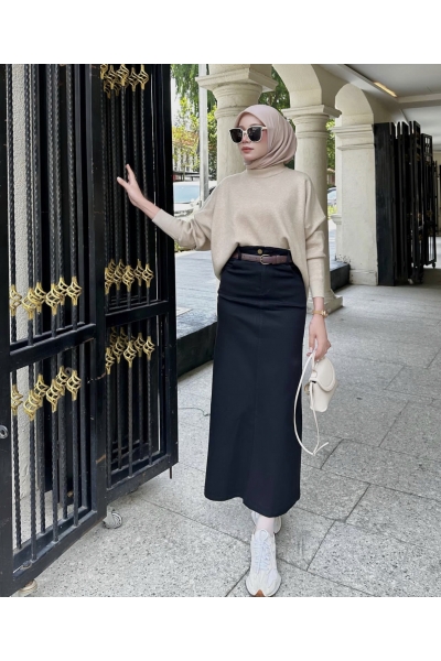 Maxi  Denim Skirt in Black Maxi  Denim Skirt in Black